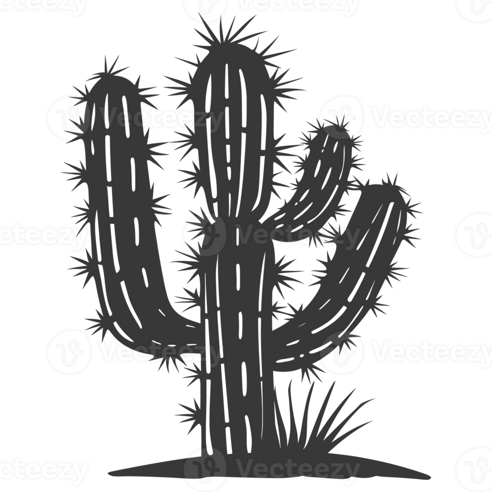 AI generated Silhouette cactus plant black color only png