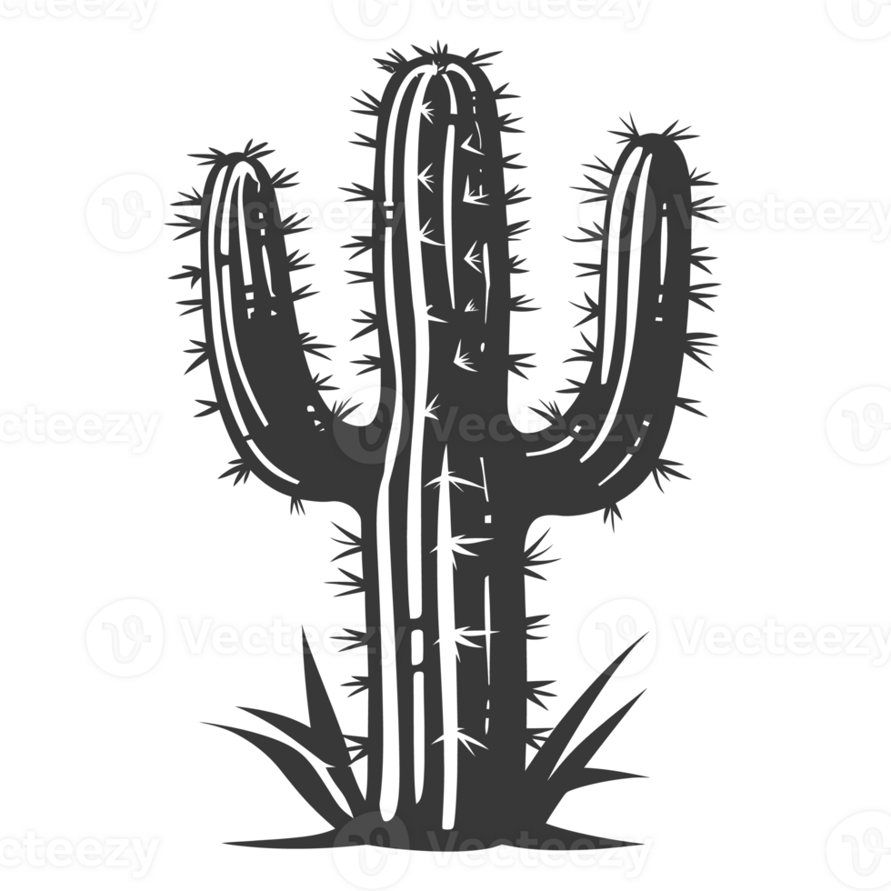 AI generated Silhouette cactus plant black color only png