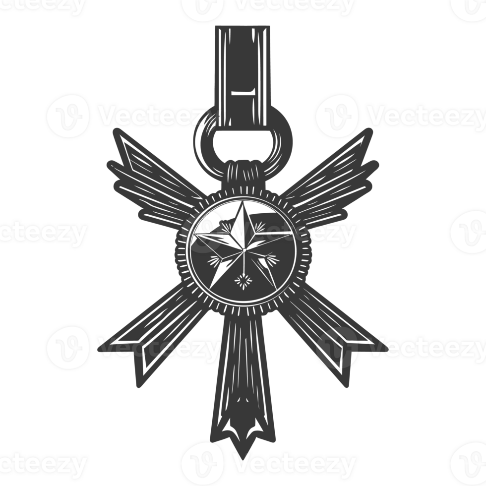 AI generated Silhouette war medal of honor black color only png