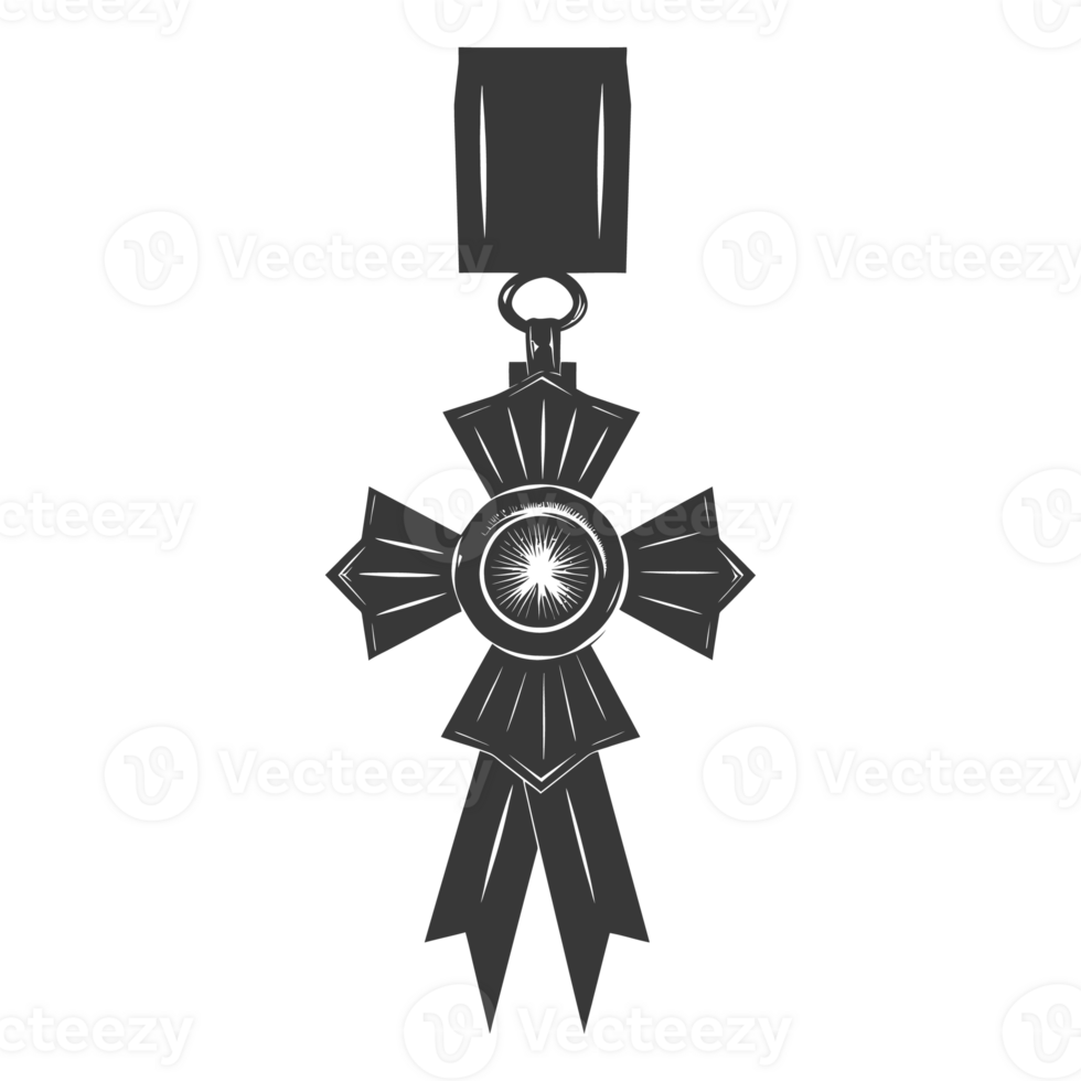 AI generated Silhouette war medal of honor black color only png