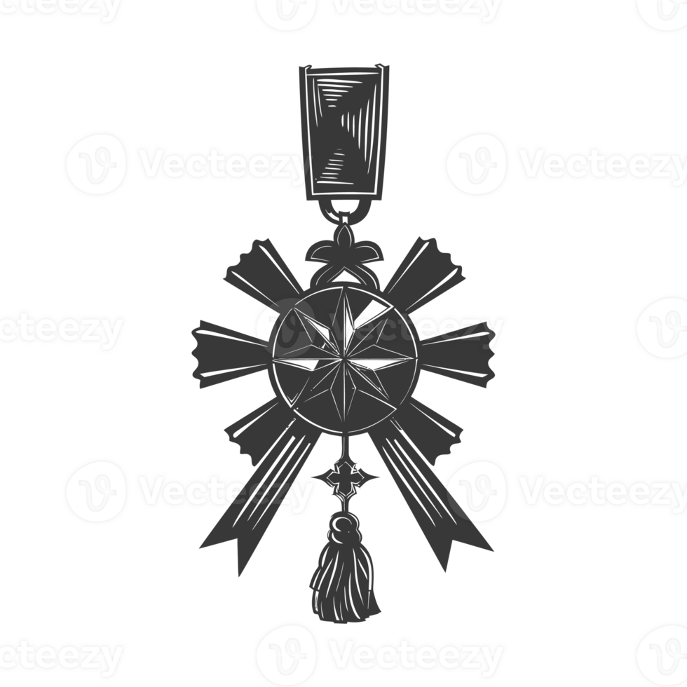 AI generated Silhouette war medal of honor black color only png