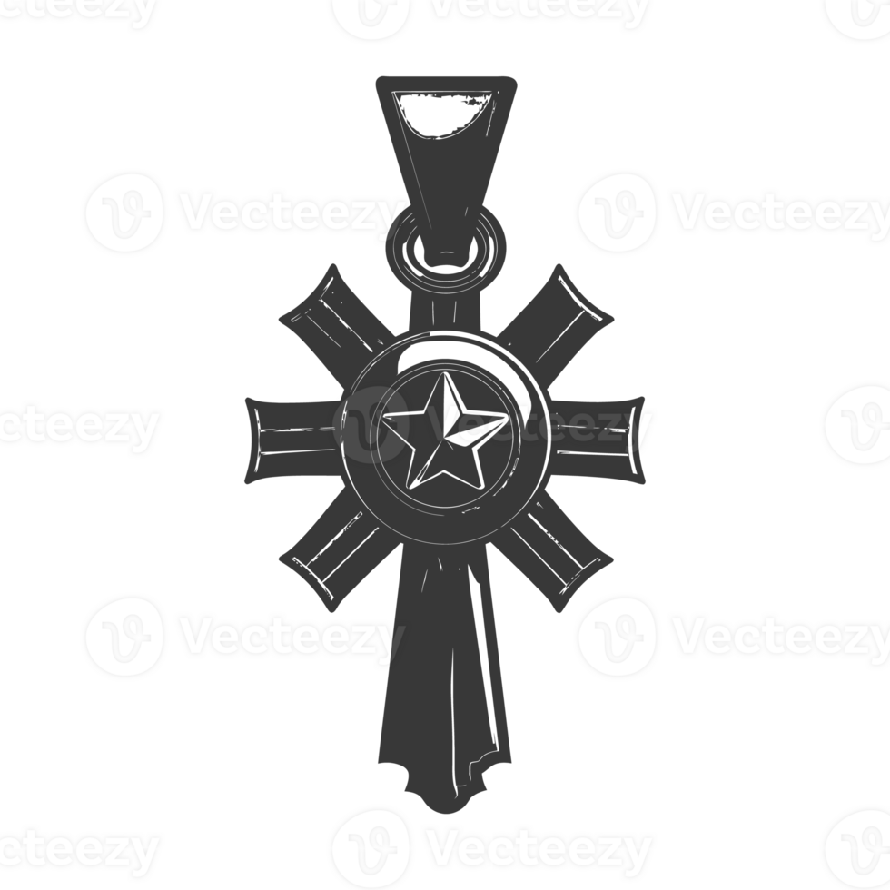 AI generated Silhouette war medal of honor black color only png