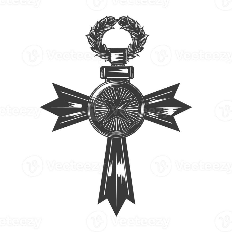AI generated Silhouette war medal of honor black color only png