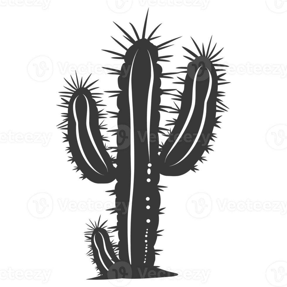 AI generated Silhouette cactus plant black color only png