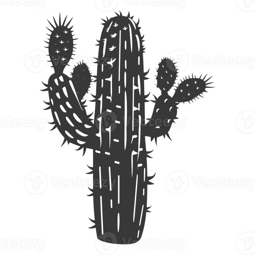 AI generated Silhouette cactus plant black color only png