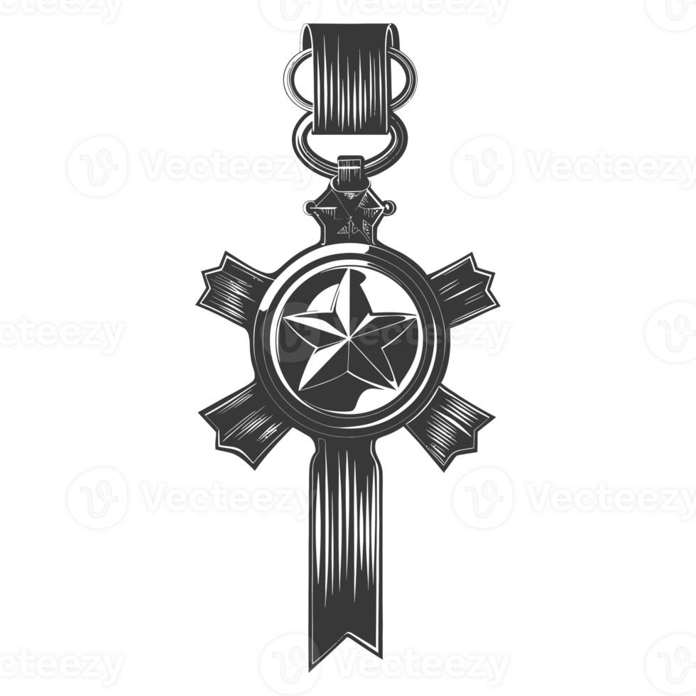 AI generated Silhouette war medal of honor black color only png