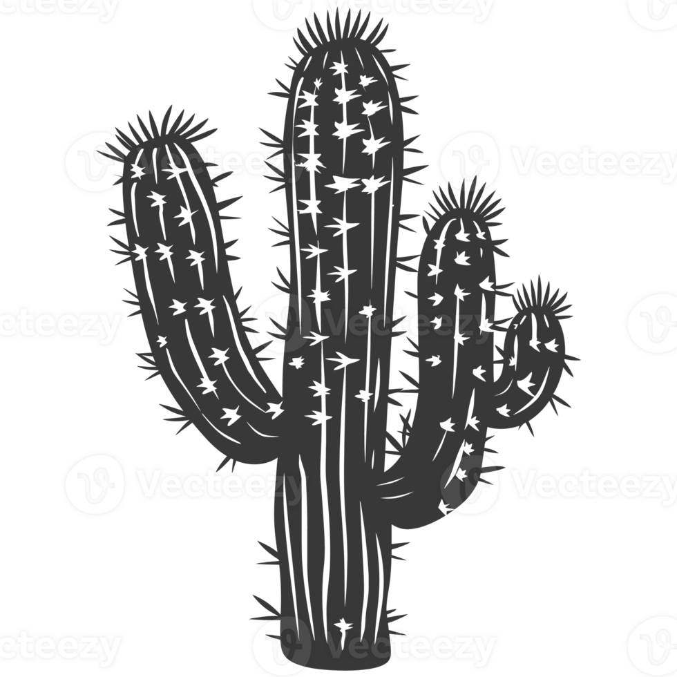 AI generated Silhouette cactus plant black color only png