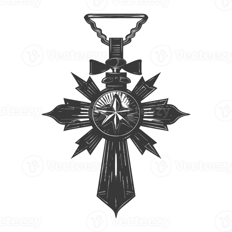 AI generated Silhouette war medal of honor black color only png