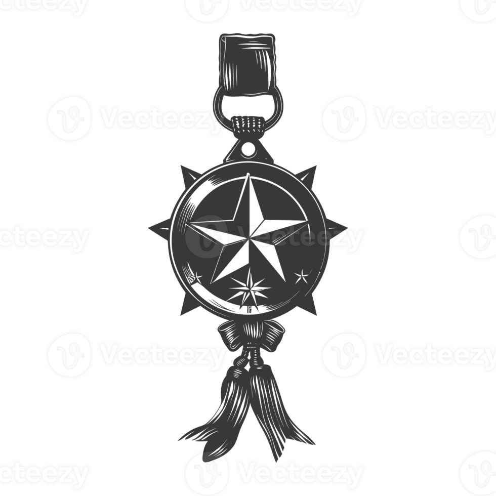AI generated Silhouette war medal of honor black color only png