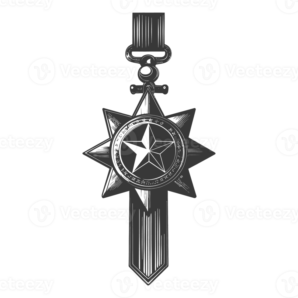 AI generated Silhouette war medal of honor black color only png