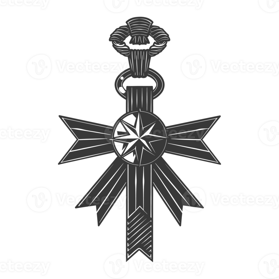 AI generated Silhouette war medal of honor black color only png
