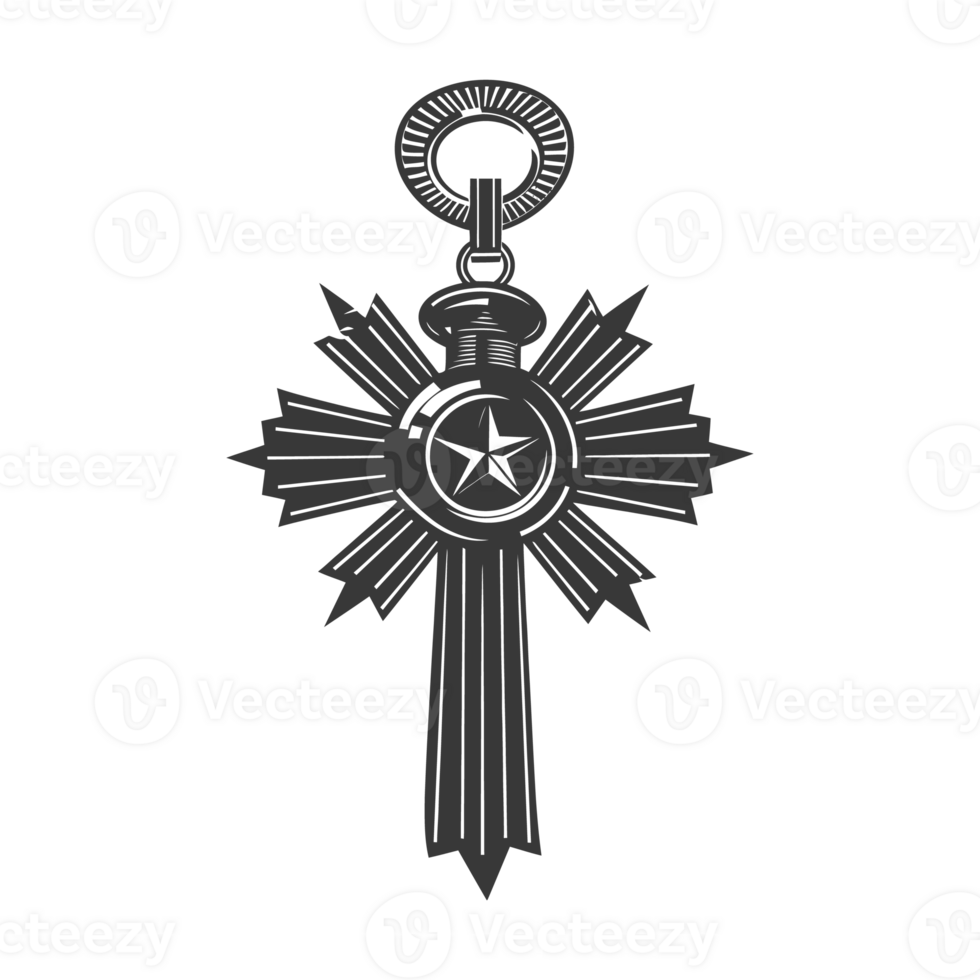 AI generated Silhouette war medal of honor black color only png
