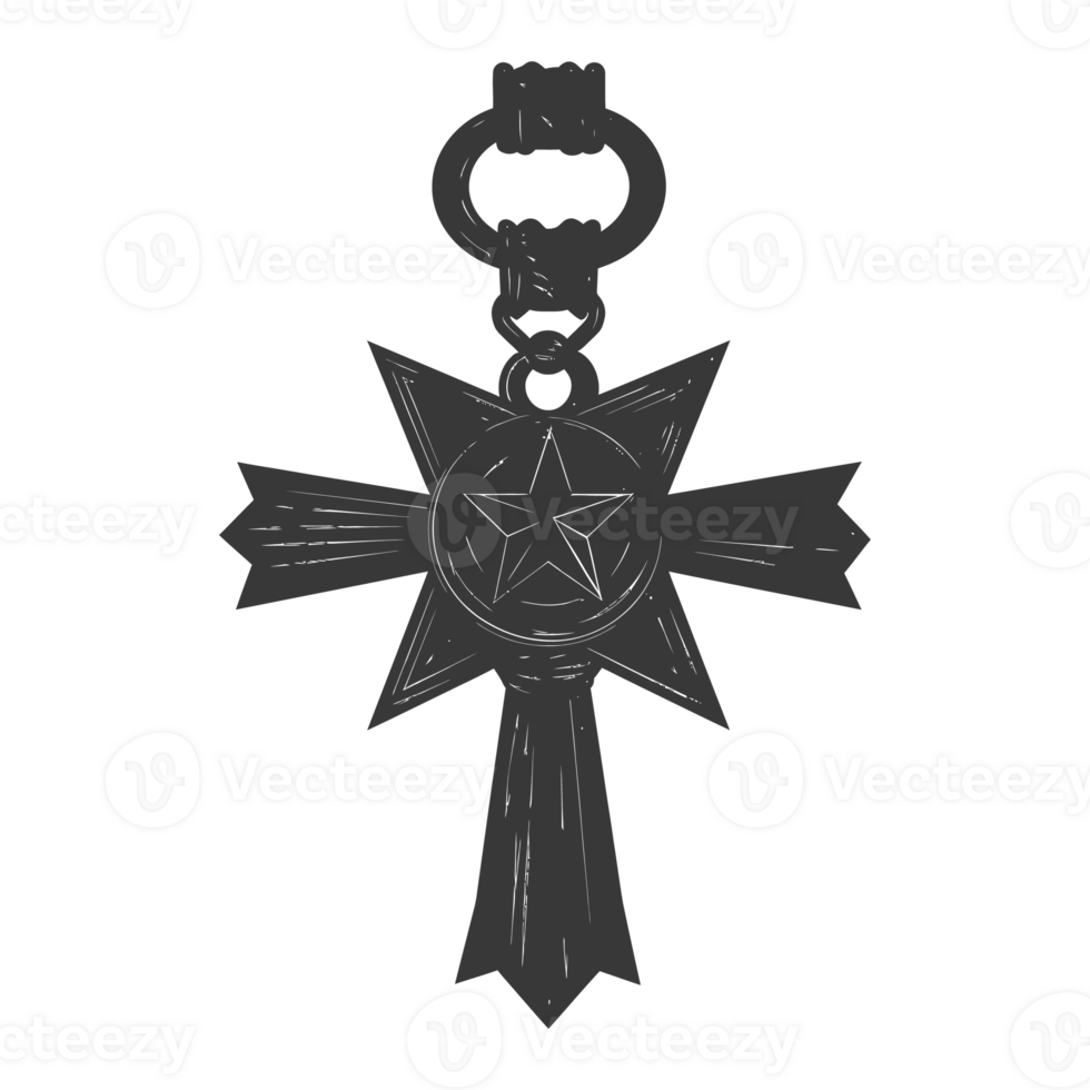 AI generated Silhouette war medal of honor black color only png