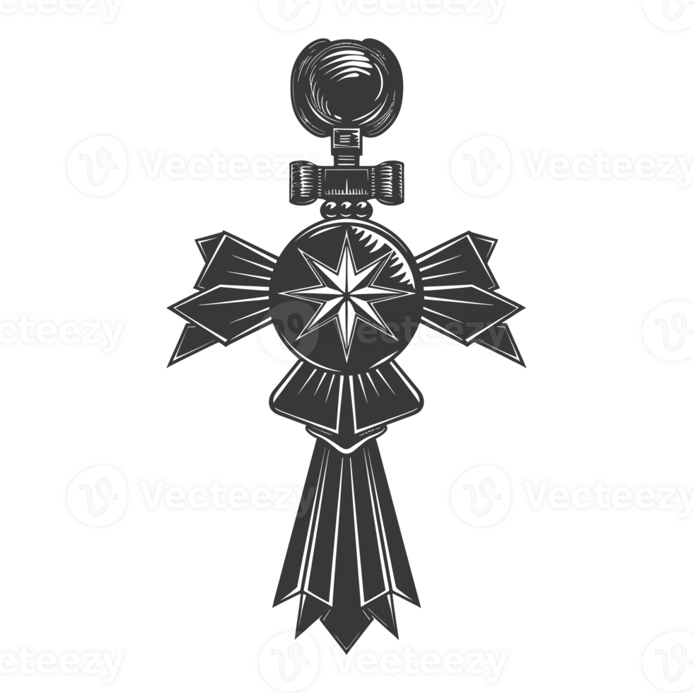 AI generated Silhouette war medal of honor black color only png