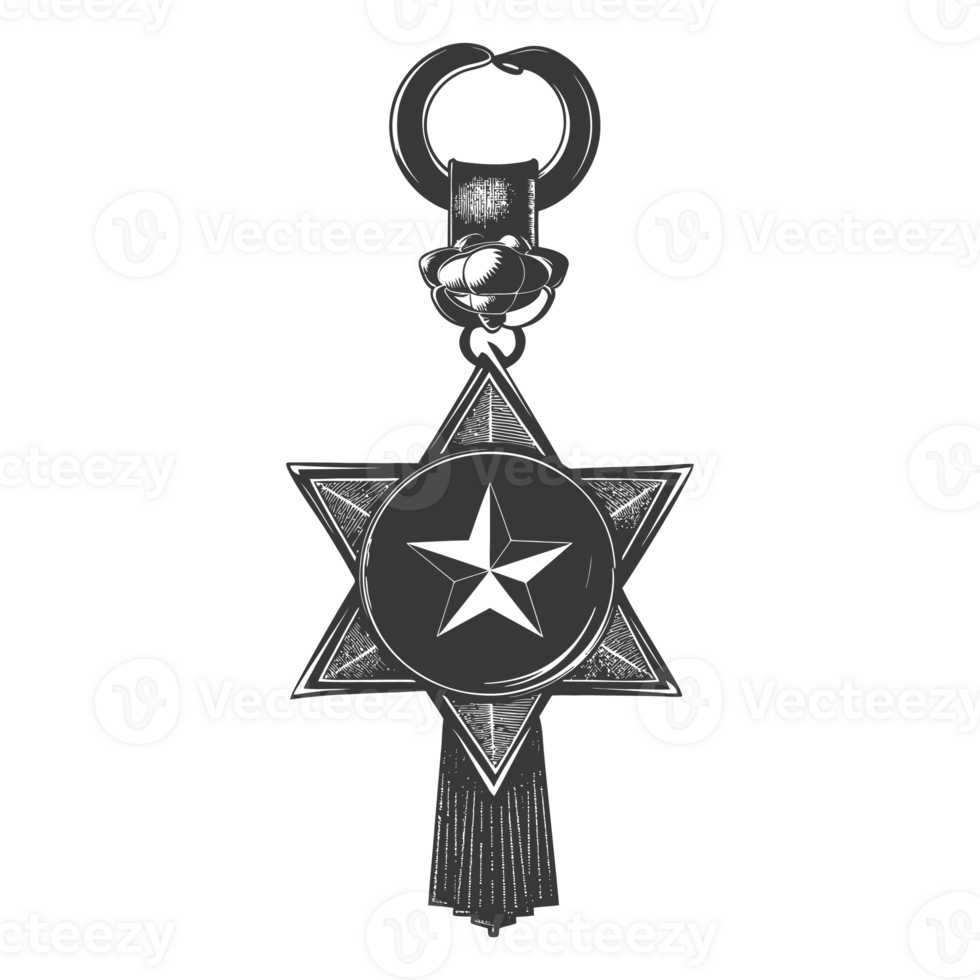 AI generated Silhouette war medal of honor black color only png
