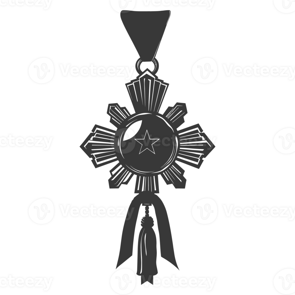 AI generated Silhouette war medal of honor black color only png