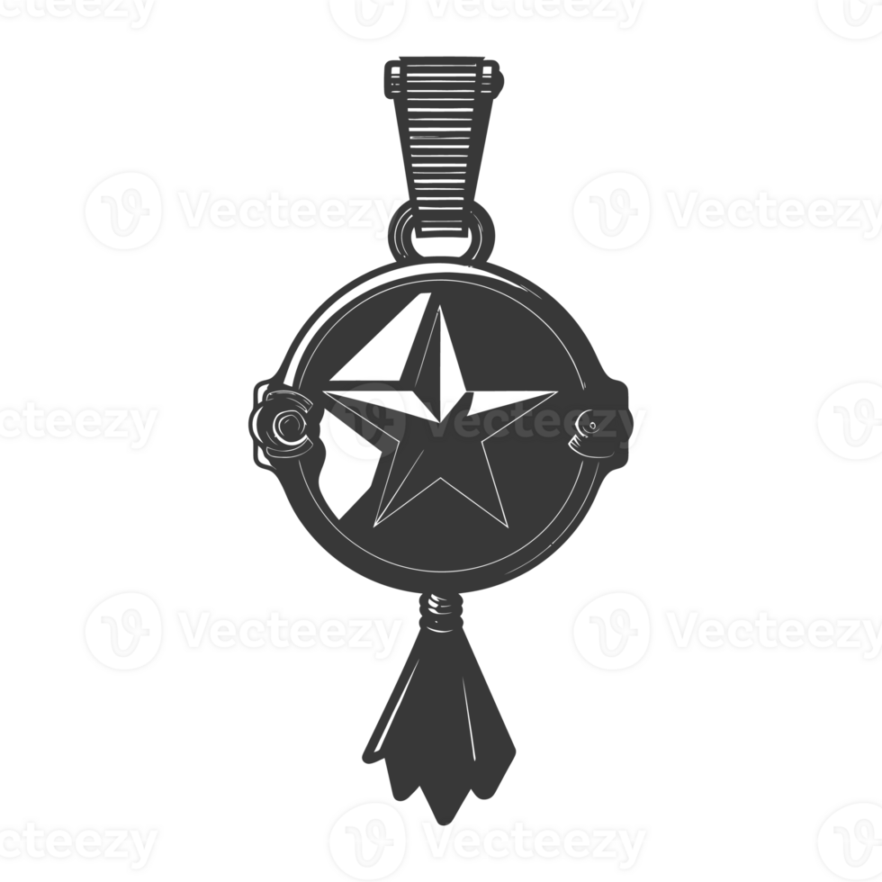 AI generated Silhouette war medal of honor black color only png