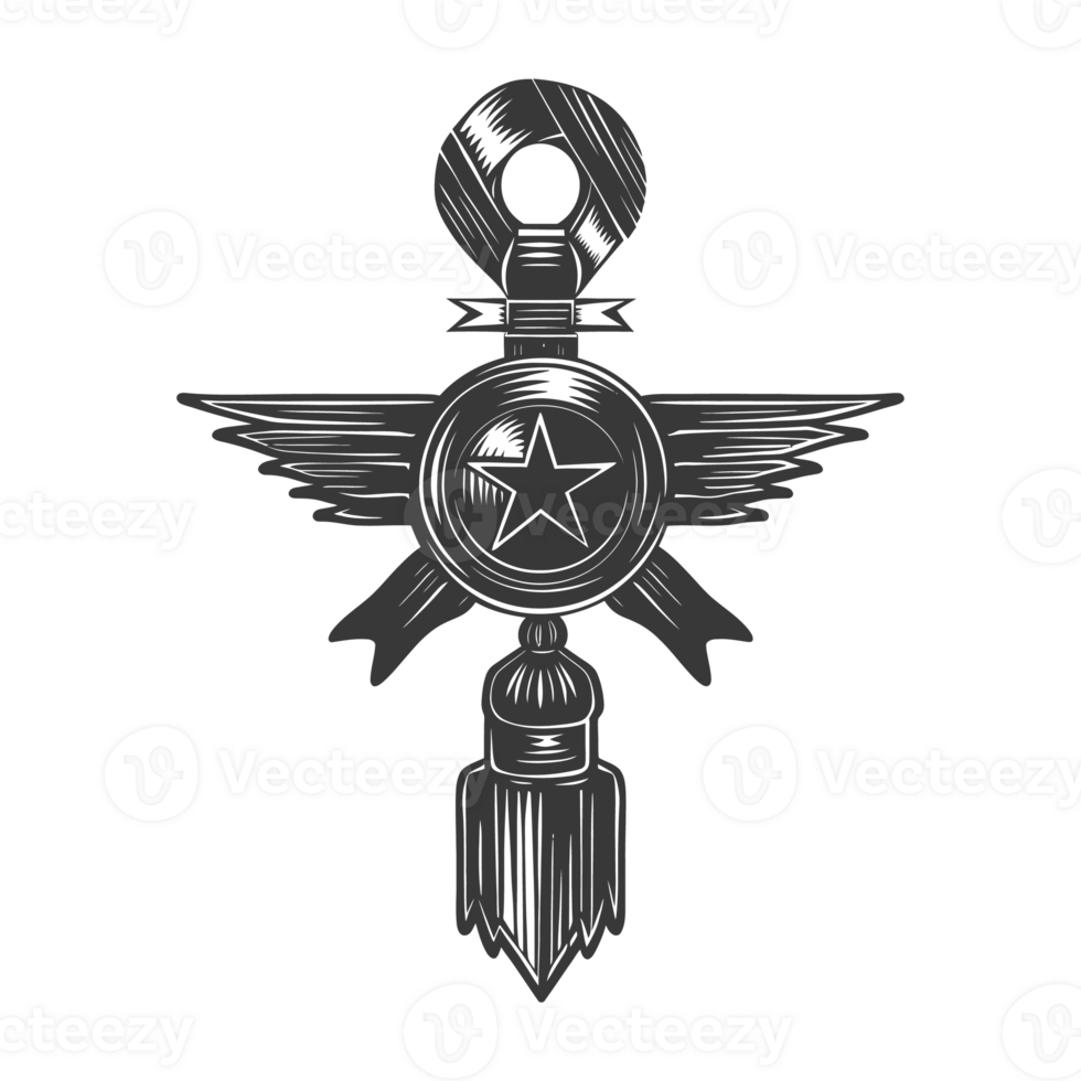 AI generated Silhouette war medal of honor black color only png