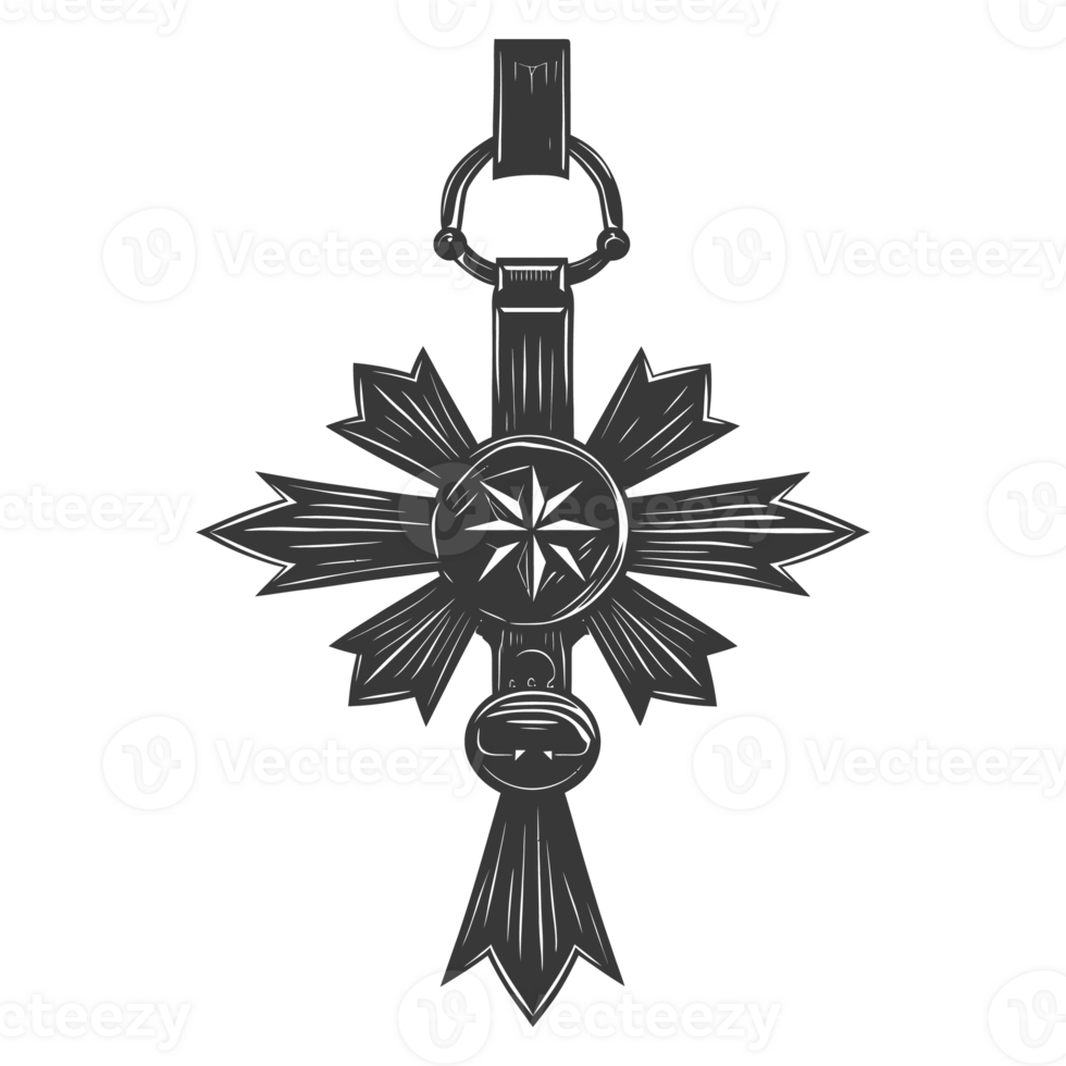 AI generated Silhouette war medal of honor black color only png