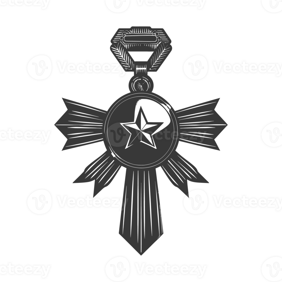 AI generated Silhouette war medal of honor black color only png