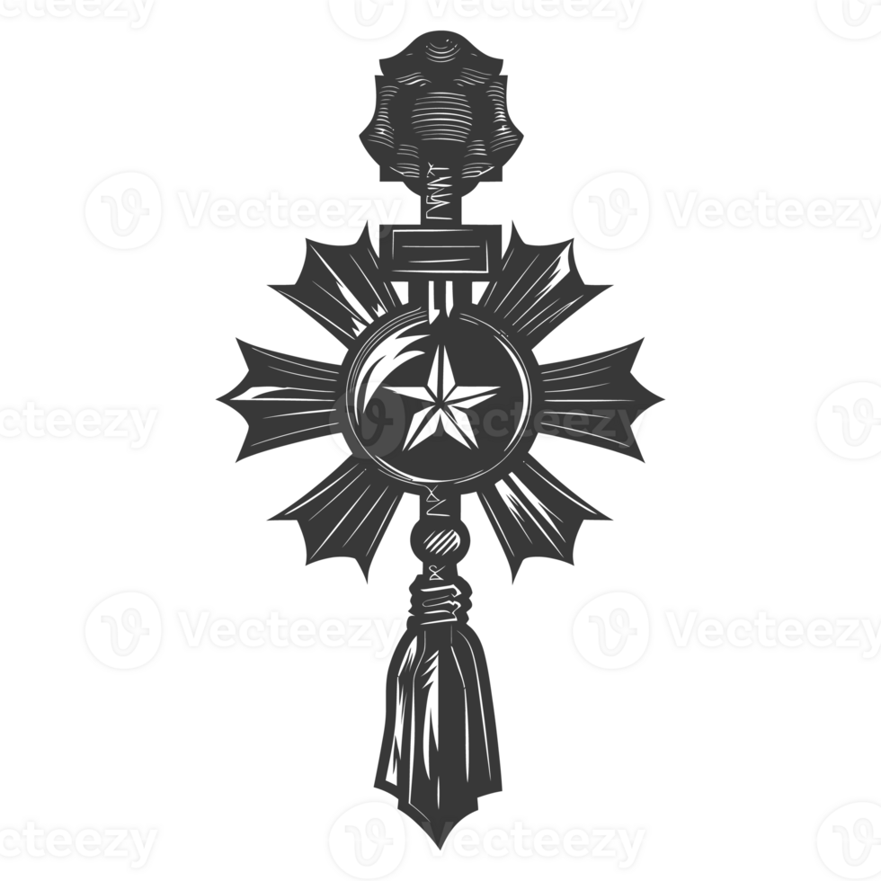 AI generated Silhouette war medal of honor black color only png
