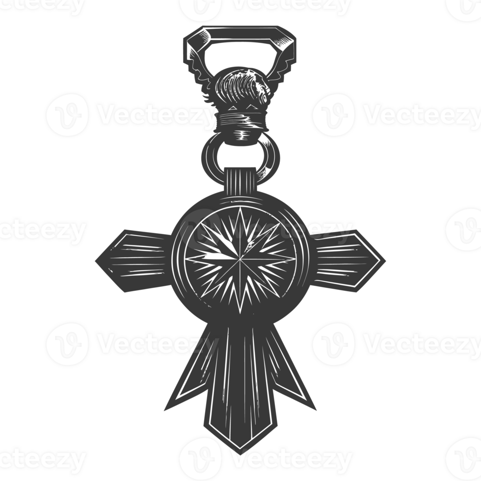 AI generated Silhouette war medal of honor black color only png