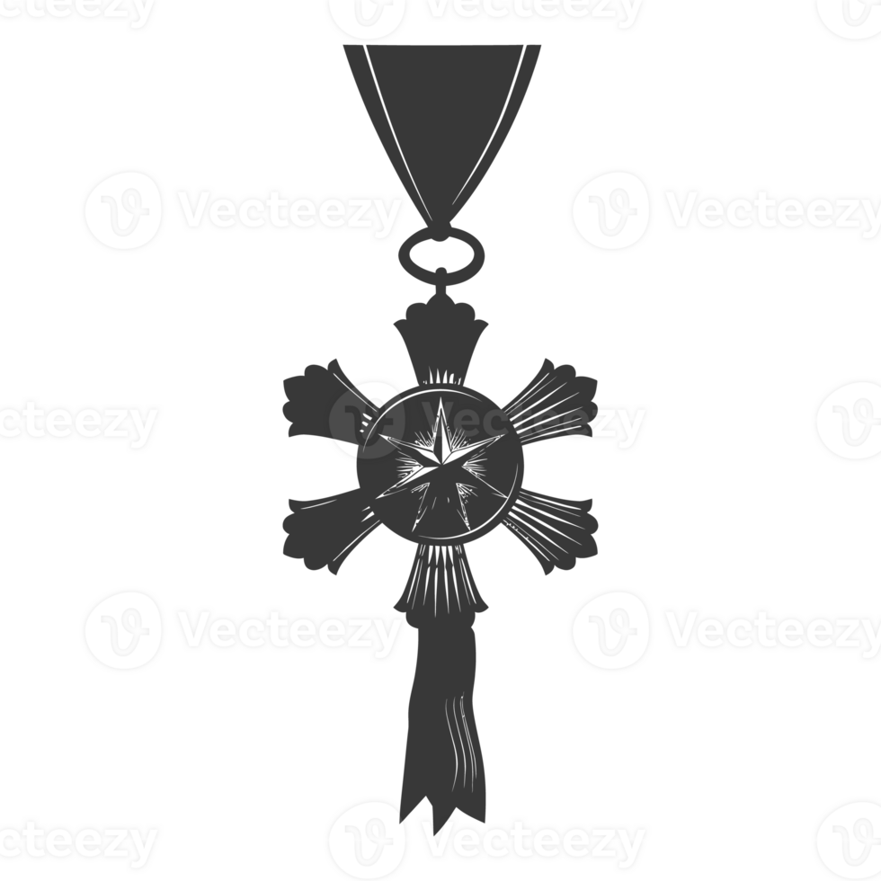 AI generated Silhouette war medal of honor black color only png