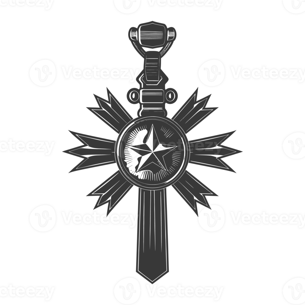 AI generated Silhouette war medal of honor black color only png