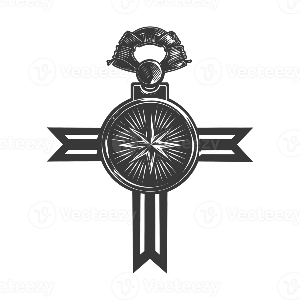 AI generated Silhouette war medal of honor black color only png