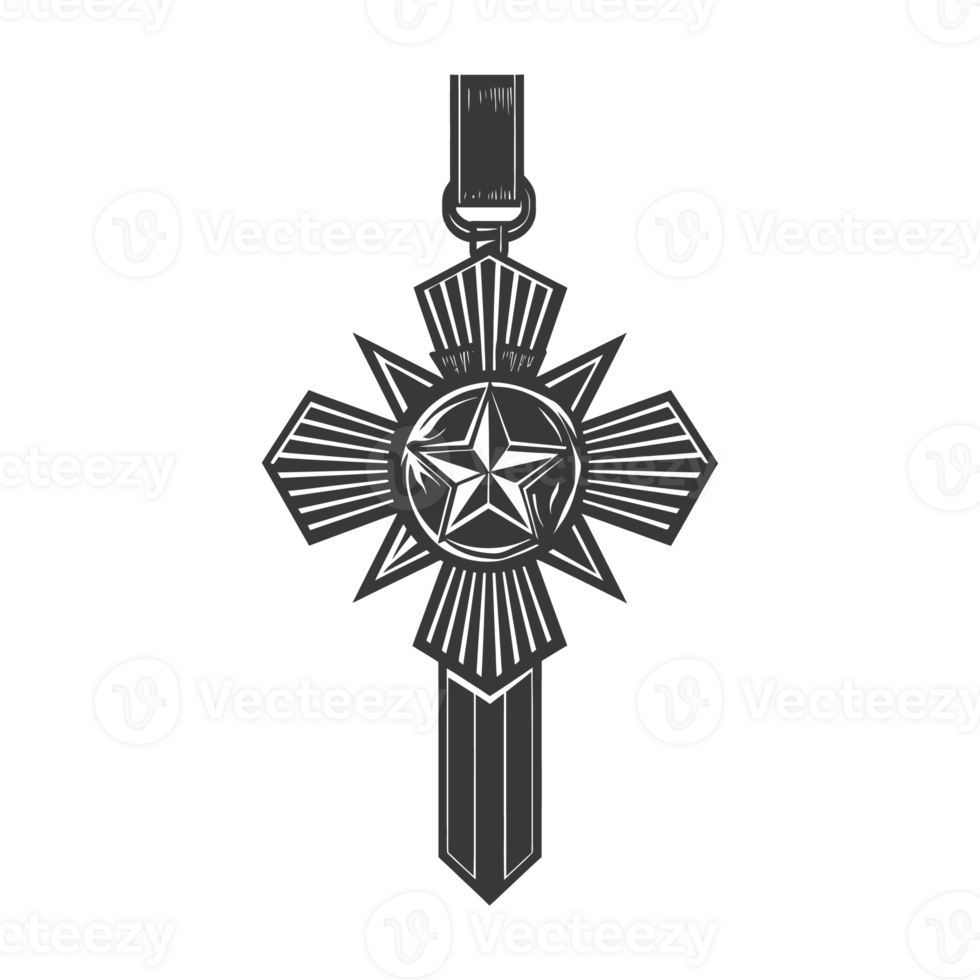 AI generated Silhouette war medal of honor black color only png