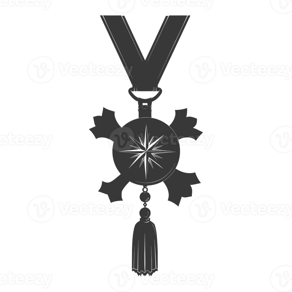 AI generated Silhouette war medal of honor black color only png