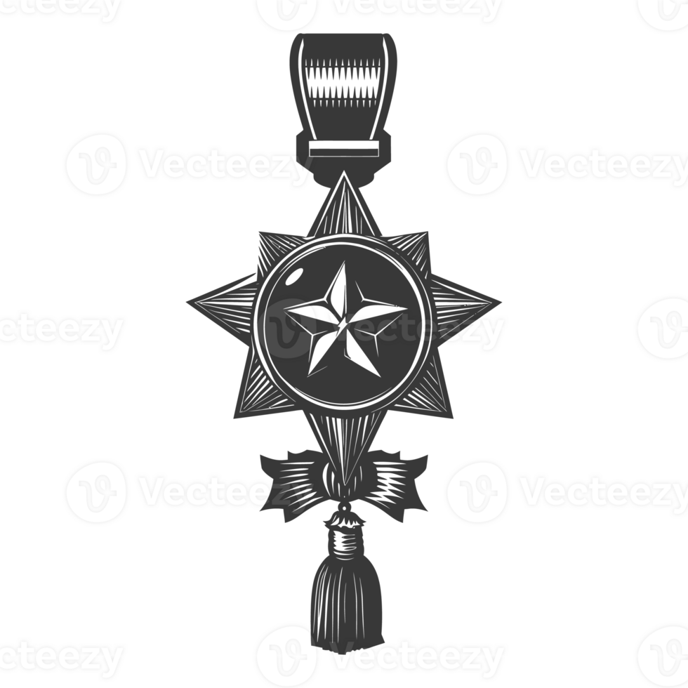 AI generated Silhouette war medal of honor black color only png