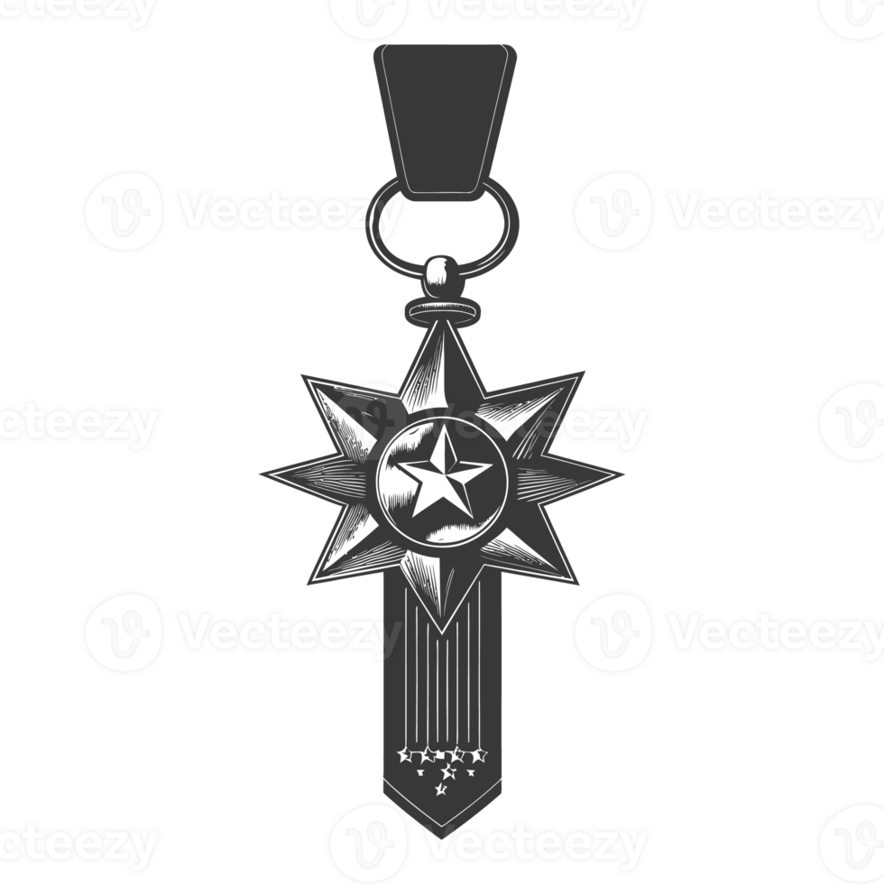 AI generated Silhouette war medal of honor black color only png
