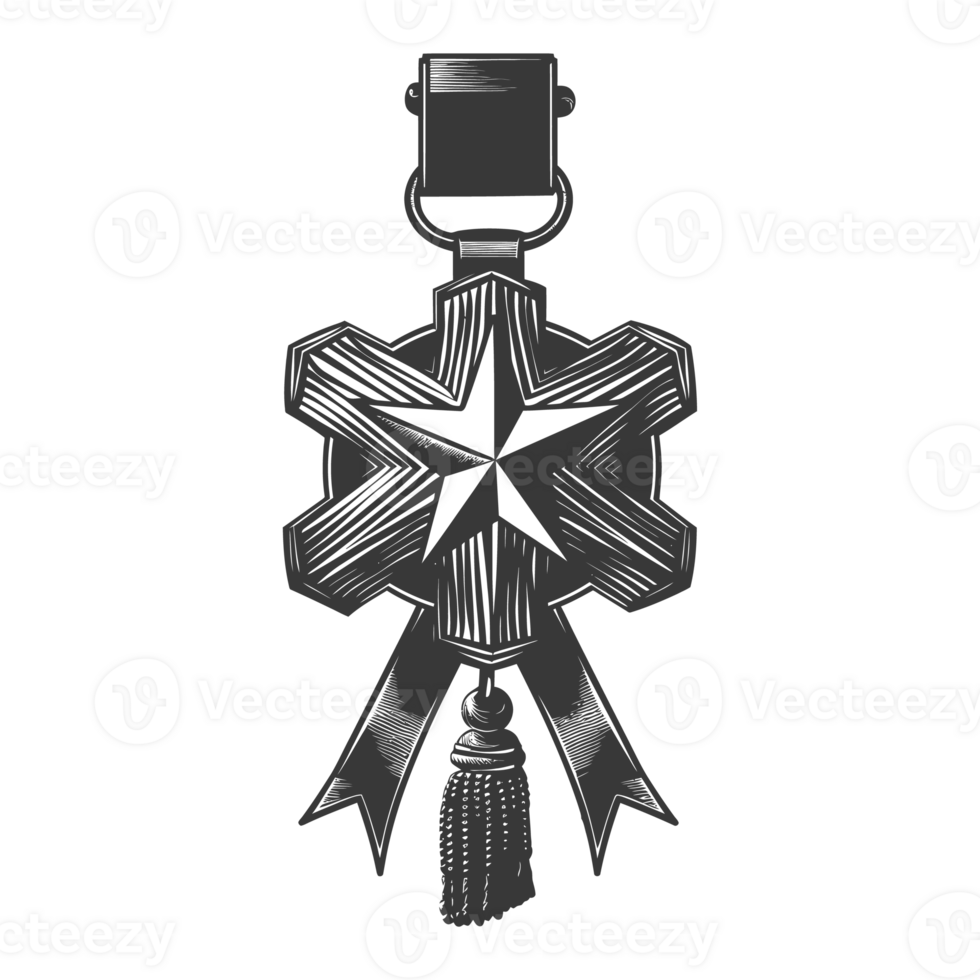 ai generato silhouette guerra medaglia di onore nero colore solo png