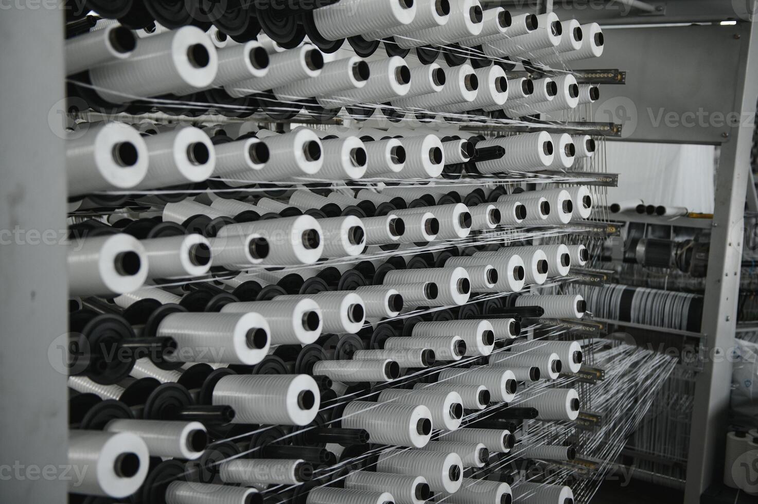Production of polypropylene yarn for making bags. photo