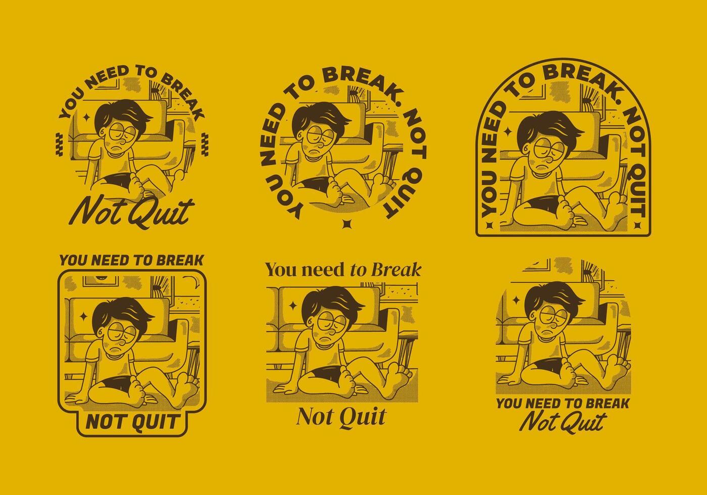 You need to break, Not quit. Vintage illustration of sad boy vector