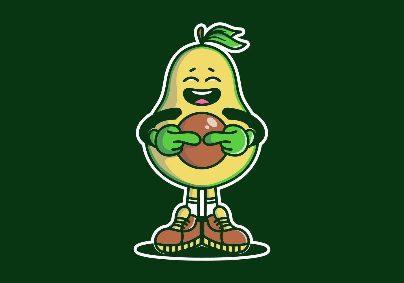 mascota personaje diseño de aguacate con tímido cara vector