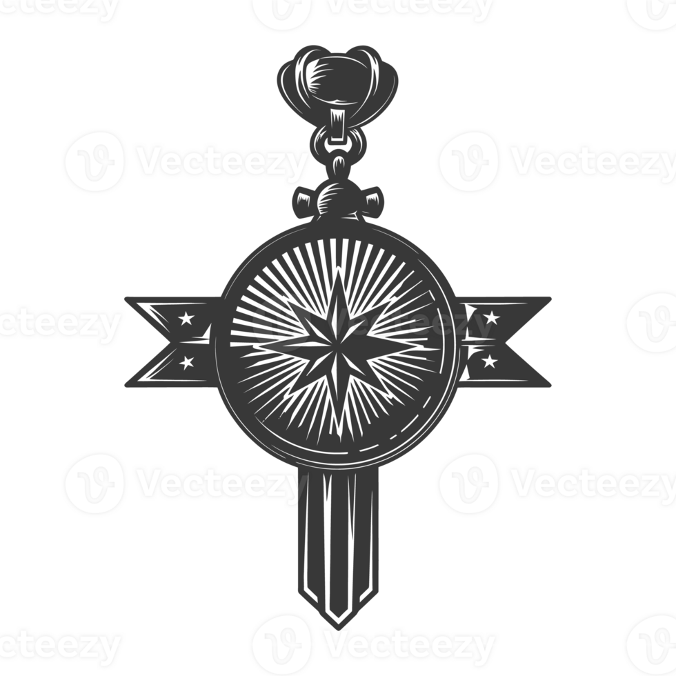 AI generated Silhouette war medal of honor black color only png