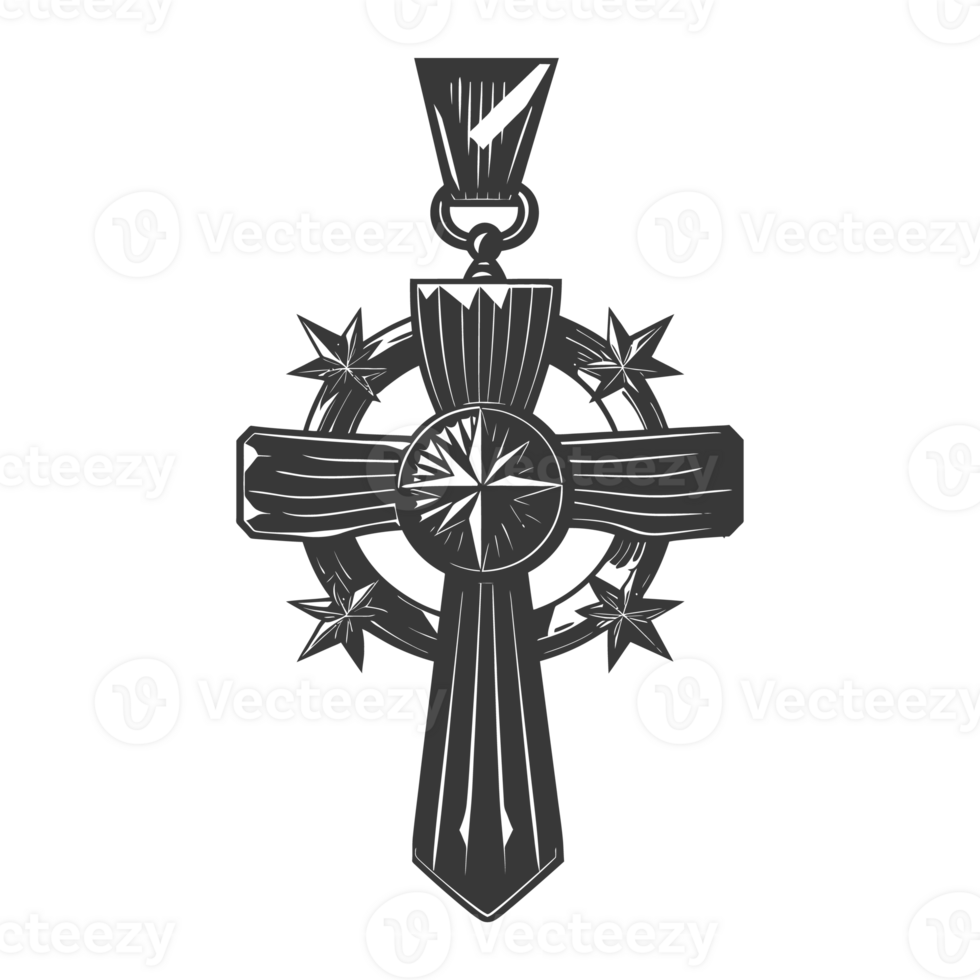 AI generated Silhouette war medal of honor black color only png