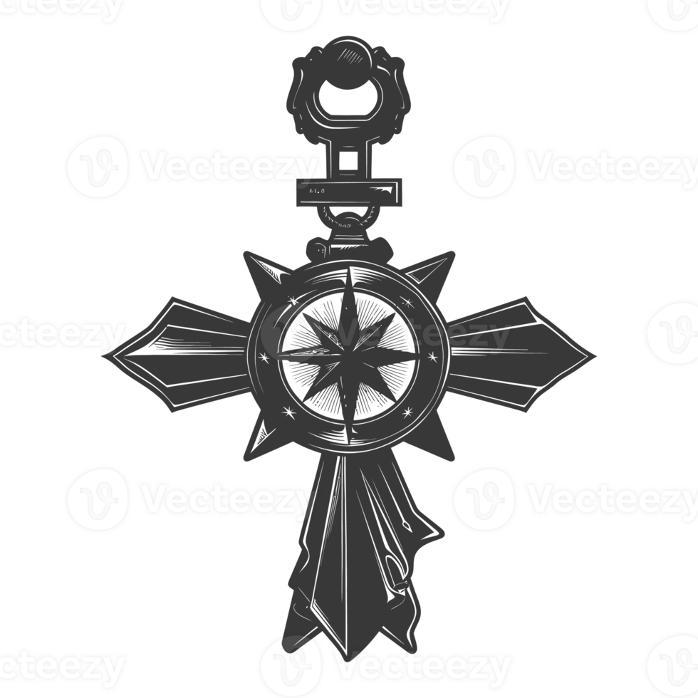 AI generated Silhouette war medal of honor black color only png