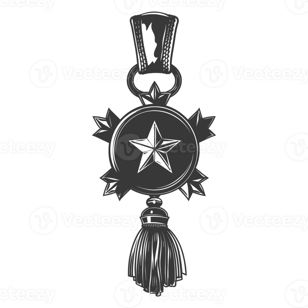 AI generated Silhouette war medal of honor black color only png