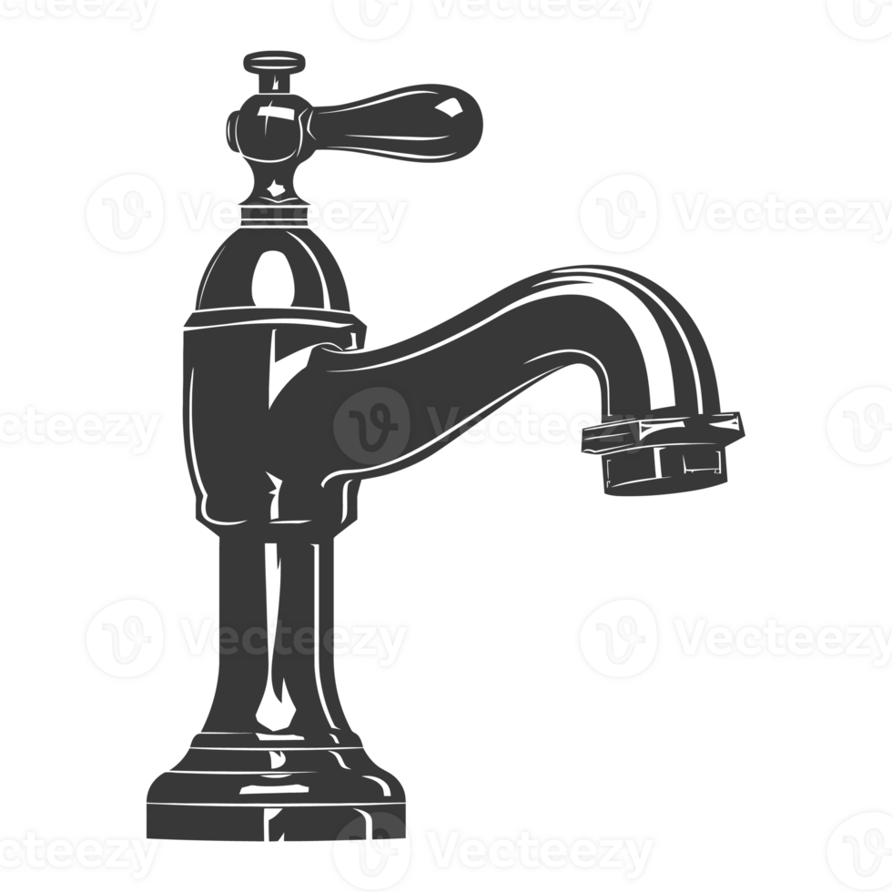 AI generated Silhouette water faucet black color only png