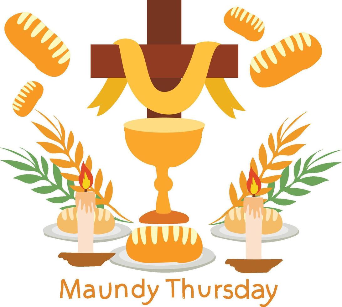 Maundy Thursday or Holy Thursday Vector illustration.