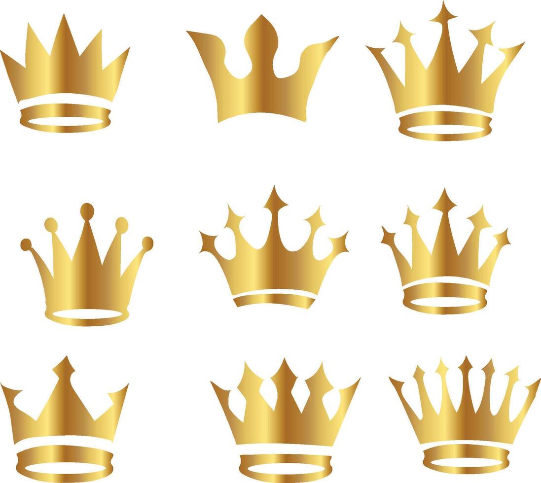crown icons set vector