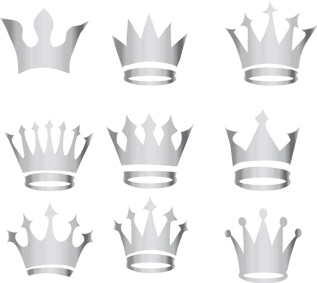 crown icons set vector