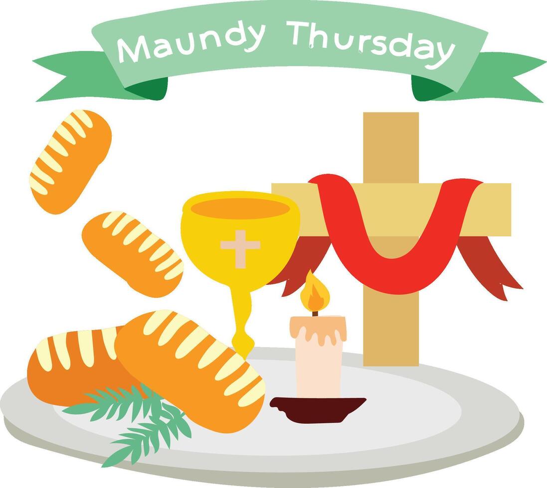 Maundy Thursday or Holy Thursday Vector illustration.