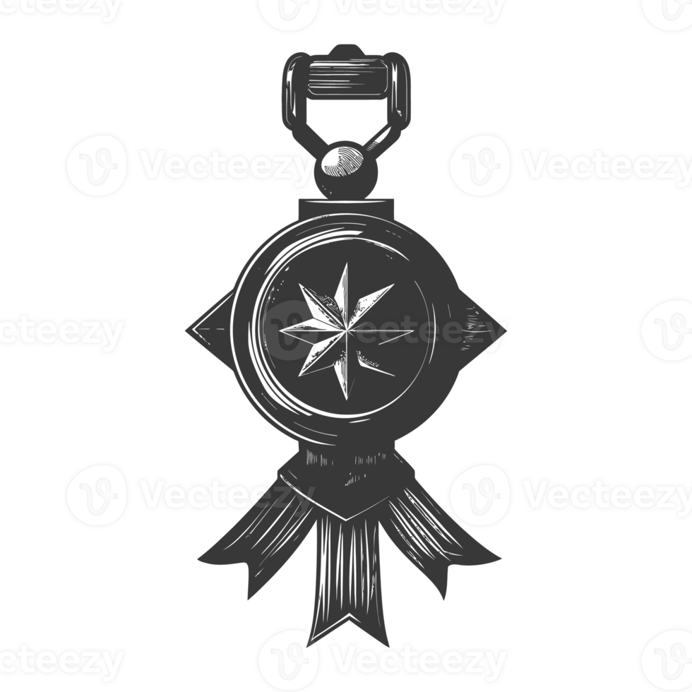 AI generated Silhouette war medal of honor black color only png