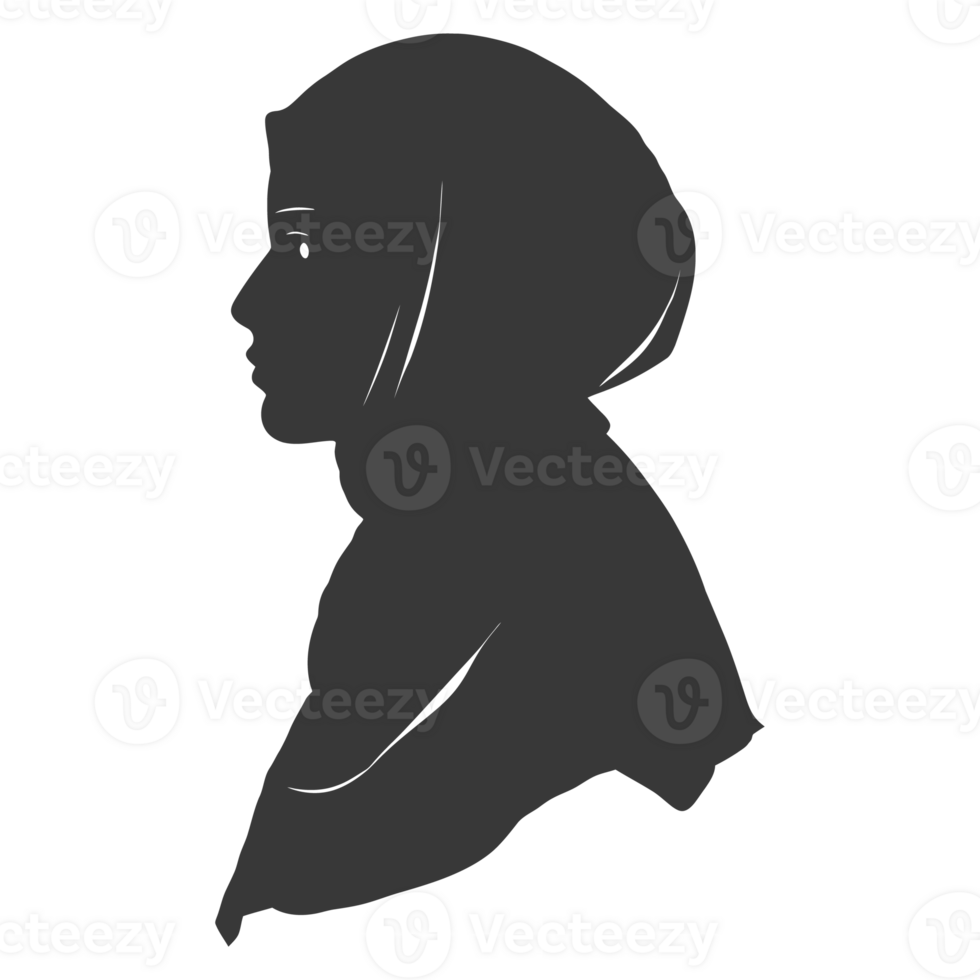AI generated Silhouette women head wearing hijab black color only png