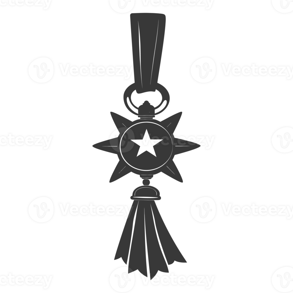 AI generated Silhouette war medal of honor black color only png