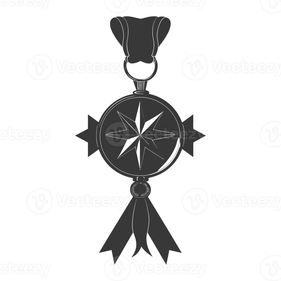 AI generated Silhouette war medal of honor black color only png